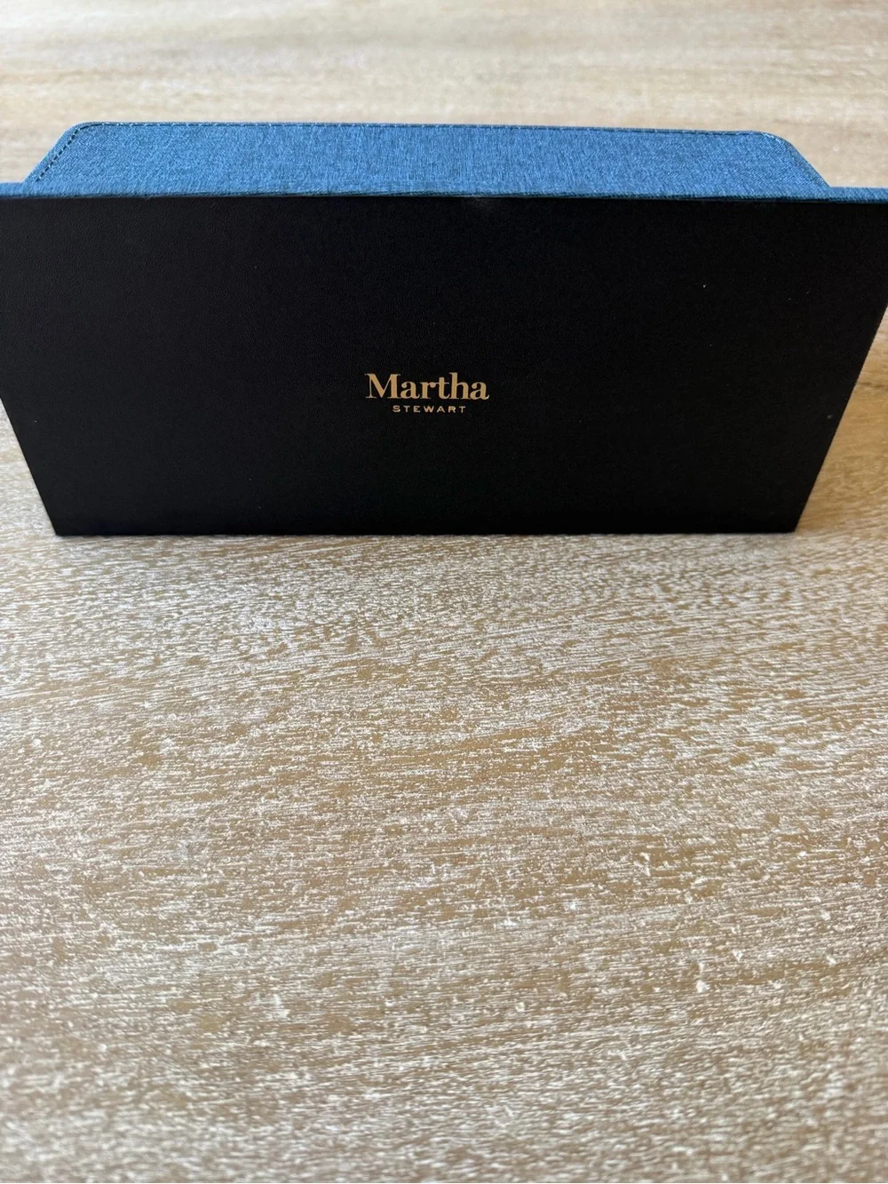 Martha Stewart 2-Compartment Blue Linen File Sorter